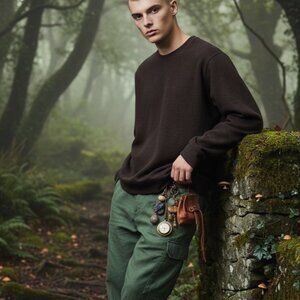 Jachs New York Brown Long Sleeve Forest Grunge Goblin Fairy Core Sweater Large L